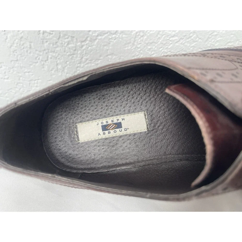 Joseph Abboud Mens 10.5 Cherry Brown Leather Cap Toe Dress Shoes